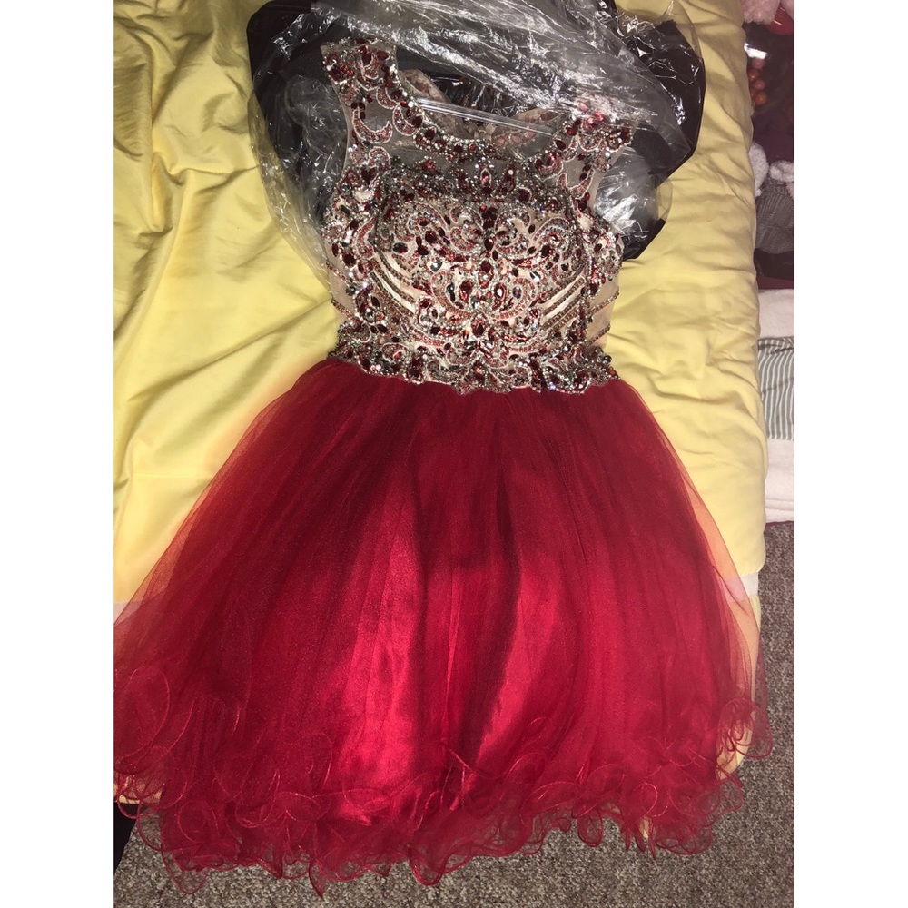 Red/Diamond Accent Homecoming Dress